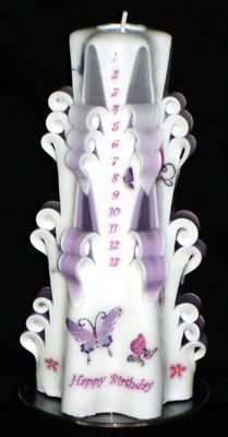 Butterfly BABY BIRTHDAY gift COUNTDOWN carved candle  