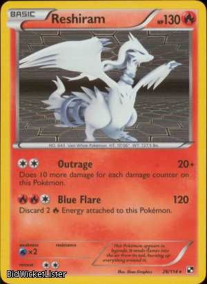 PKBW # 26 Reshiram PARALLEL (Reverse) FOIL Pokemon Card  