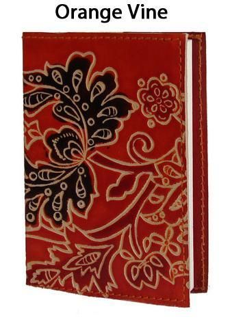 Handmade/painted Orange Vine Leather Journal Refillable  