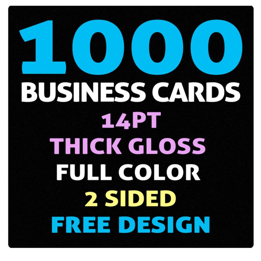 1000 Custom 2 SIDED COLOR BUSINESS CARDS FREE DESIGN  