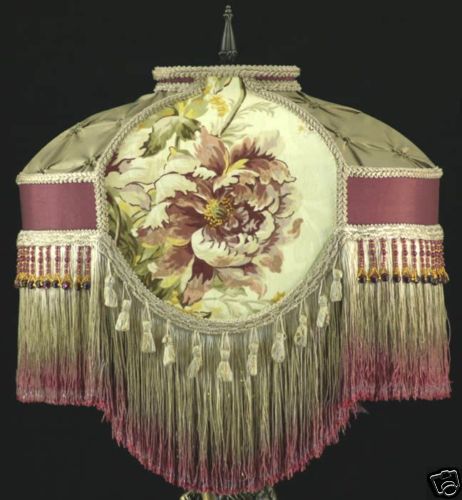 VICTORIAN LAMP SHADE VINTAGE ROSE SAGE Mulberry FABRIC  