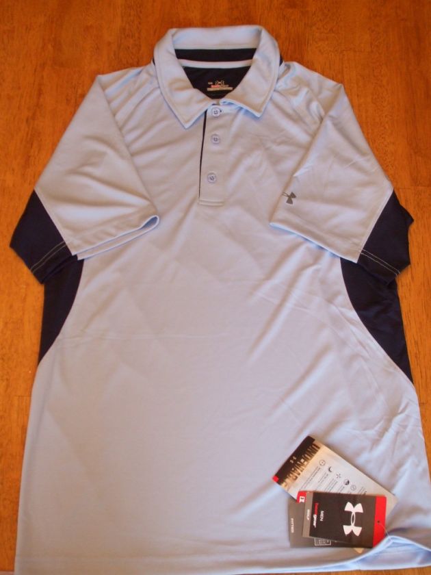   ARMOUR HEATGEAR S/S POLO GOLF SHIRT,CAROLINA BLUE,PICK SIZE  