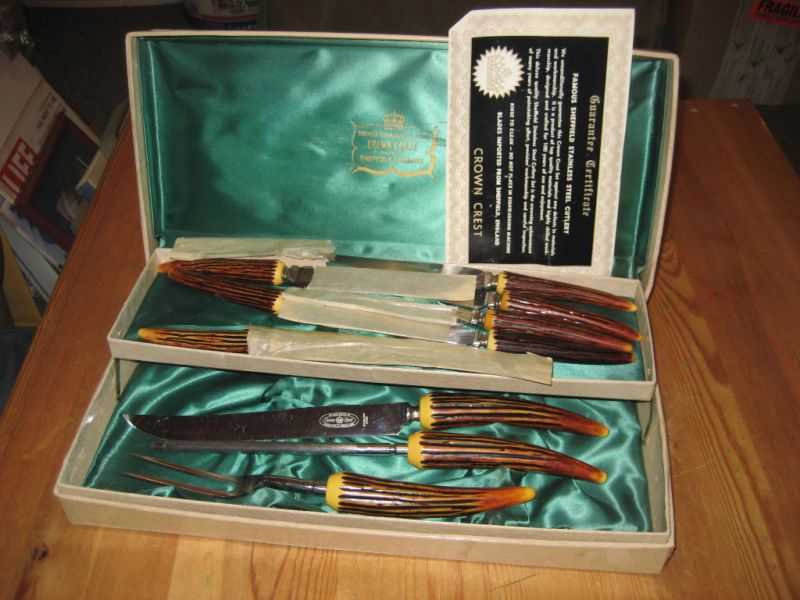 10 Piece Carving & Knife Set Case Sheffield England  