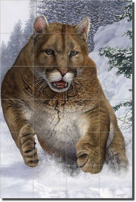 Mountain Lion Decor Art Ceramic Tile Mural Backsplash  