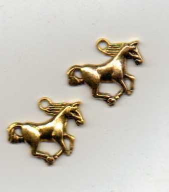 Gold Plated Charm or Pendant HORSE Set of 2, New  