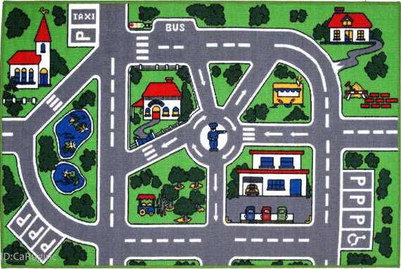 3x5 Street Rug Car Policeman Kids Play Fun Time Roads  