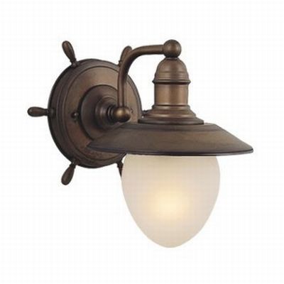   Nautical Wall Sconce Outdoor Lighting Fixture, Copper Bronze, White