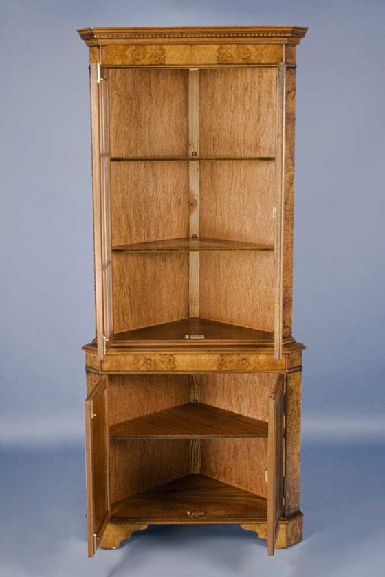 Antique Style Walnut Corner Cabinet Cupboard Shelf  