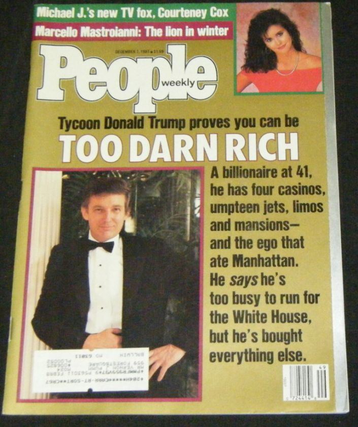 DONALD TRUMP, COURTNEY COX In People December 7, 1987  