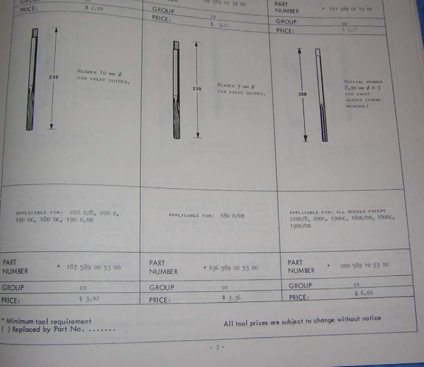 other pertinent data special tools for sedans coupes cabriolets 