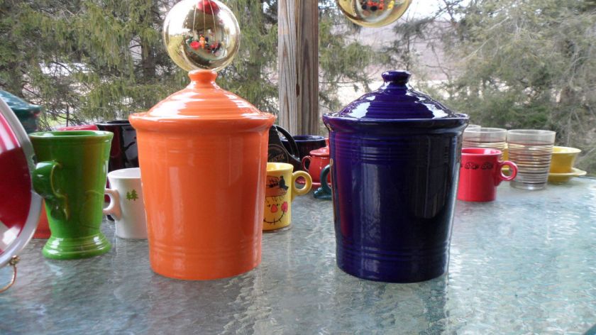 CANISTER medium CROCK tangerine orange FIESTAWARE FIESTA WARE  