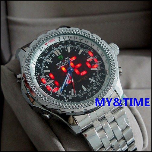 New Mens Black Alarm LED Diving Sport Watches Weide  