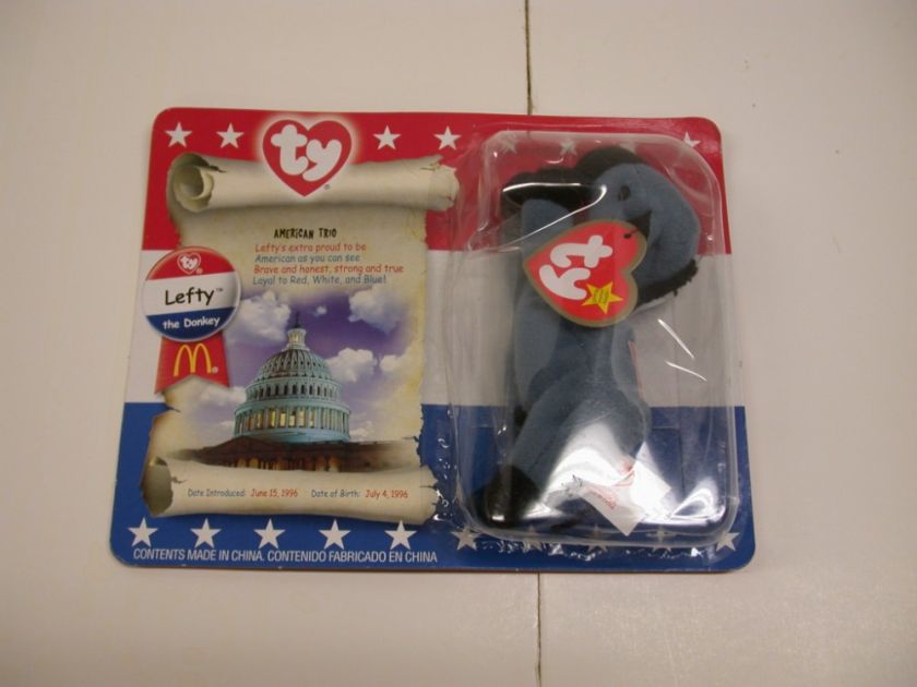 Beanie Babies LEFTY the Donkey Political Statement NEW  