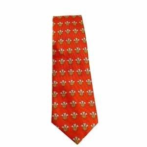 Prince of Wales Feathers Welsh Cymru Mens Tie RED  