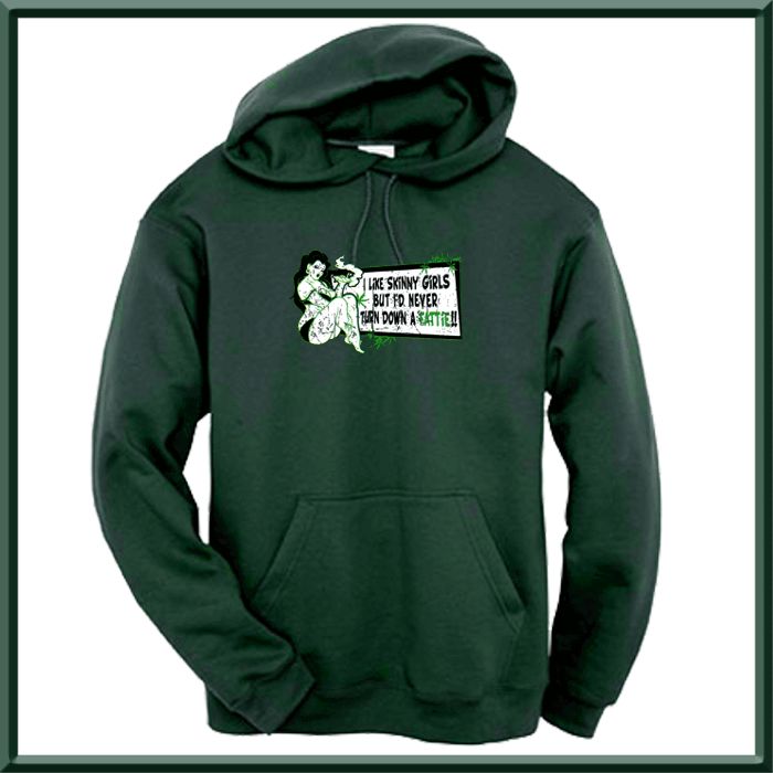 Forest green hoodies are available in sizes small   3X.