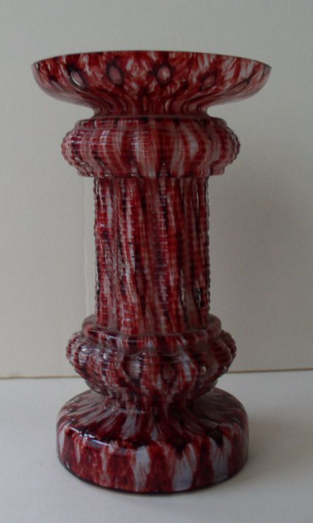 Stevens & Williams Threaded Glass Vase Controlled Bubbl  