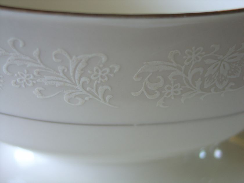 Gravy Boat Ivory Fantasy Japan China White on White Platinum  