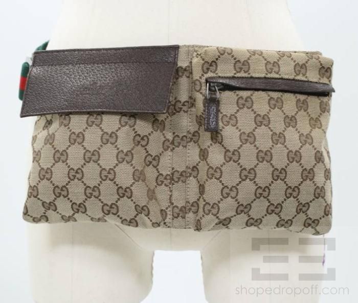 Gucci Brown Monogram Canvas Web Belt Bag  