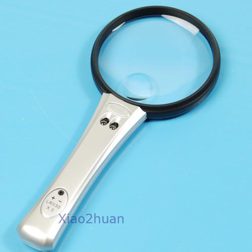 Magnifying Glass 3x 4x Magnification 2 LED Light Bulb  