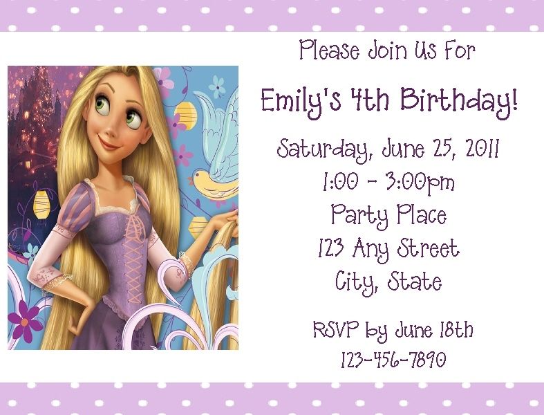 Personalized Rapunzel Birthday Party Invitations  