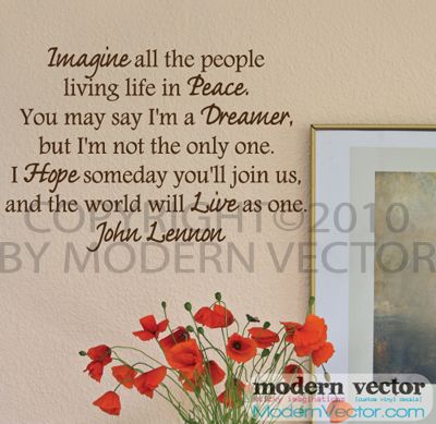 John Lennon IMAGINE Vinyl Wall Quote Decal Lettering  