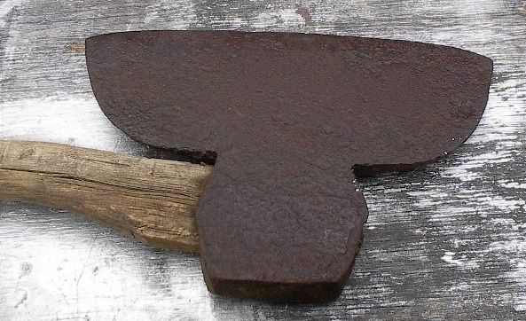 Vintage Heavy Broad Hewing Axe 13 Head + Has Wooden Handle  