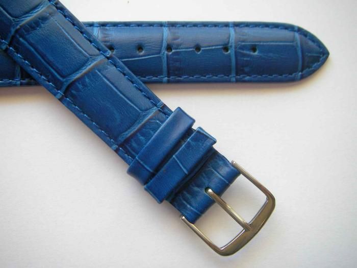 Blue *Swiss Quality* alligator print leather watch band  