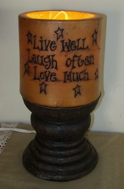 Primitive Country Vanilla LIVE LAUGH LOVE Electric Wax Candle Night 