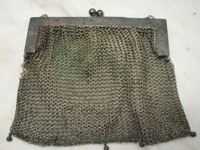 VINTAGE CHAIN MAIL CLUTCH PURSE G.SILVER GERMAN  