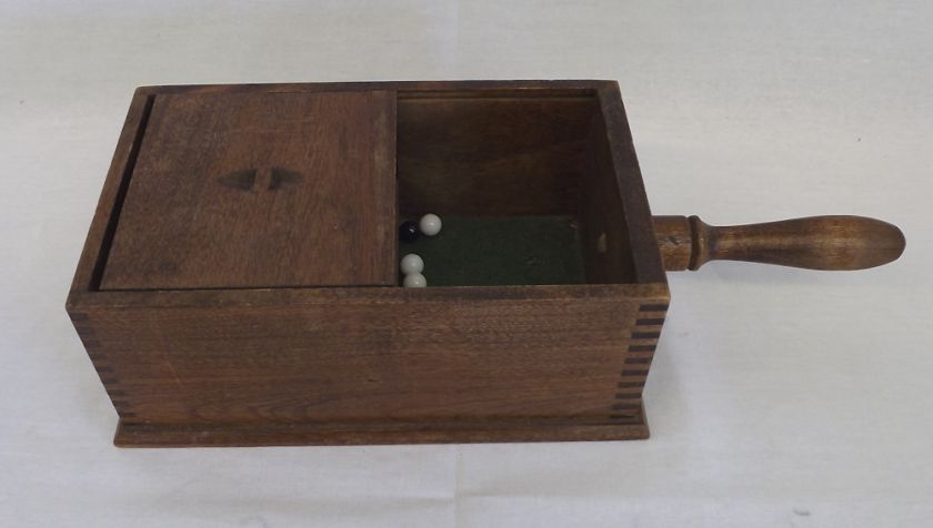 Antique Genuine Wood Mason Masonic Ballot Box & Balls Blue Lodge Free 