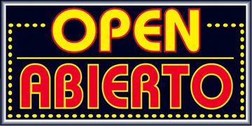 LIGHTEDOPEN ABIERTO WINDOW SIGN 15x30 OP355  