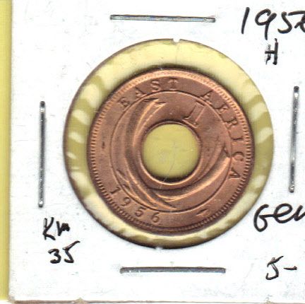 East Africa   1956H One Cent, KM 35 BU Coins  