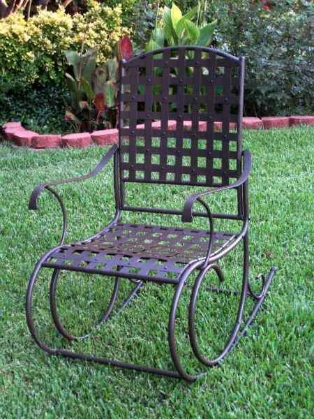 SANTA FE IRON PATIO or PORCH ROCKER in BROWN   PATIO FURNITURE 