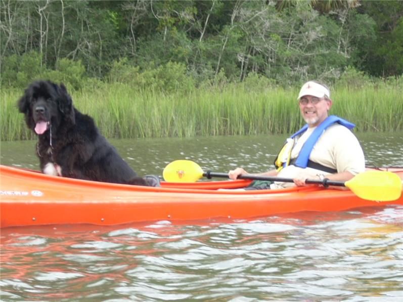 Yes, Amy has been known to drool a bit. But she NEVER rocks the kayak 