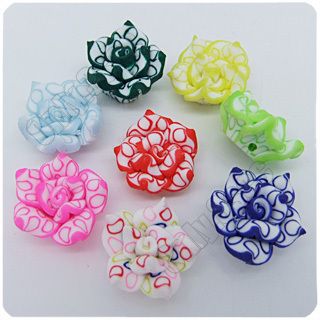 20pcs Mixed polymer clay lotus Flower beads 9x15mm R46  