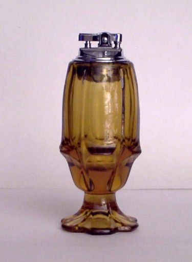 Fenton Cigarette Lighter Valencia Amber Glass  