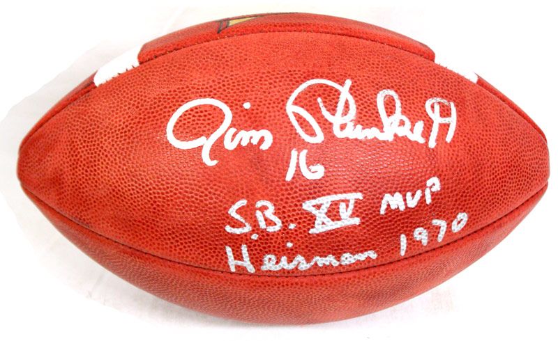 Jim Plunkett Signed Leather Wilson Football Heisman Stanford 