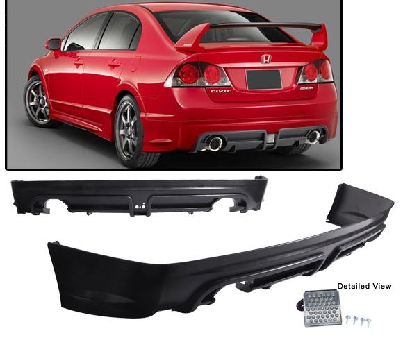 06 11 Honda Civic 4Dr Sedan RR PP Rear Bumper Lip Spoiler + LED 3RD 