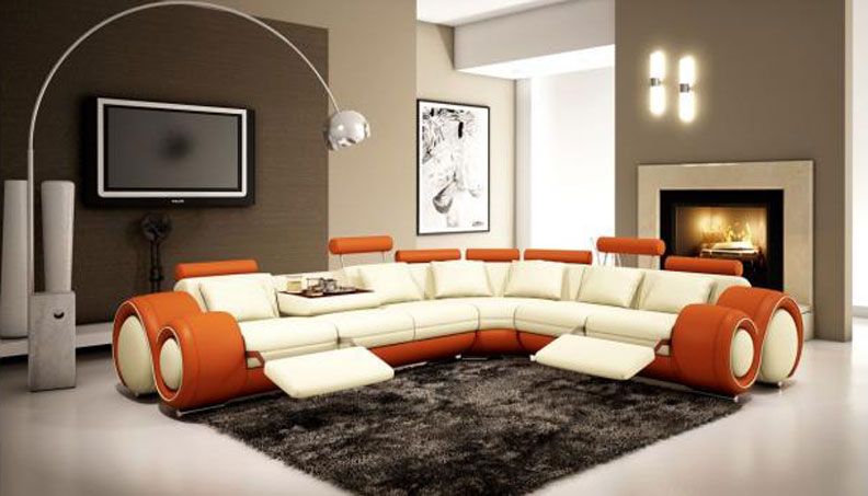 3pc Contemporary Modern Sectional Recliner Leather Sofa Set, V 5198 S3