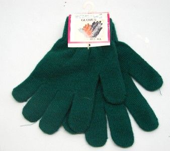 STRETCH Knit Gloves Forest Green One Size Fits Most NEW  