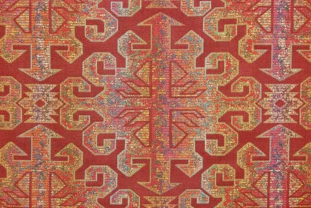  fabric has a modern feel. The wonderful scarlet red background 