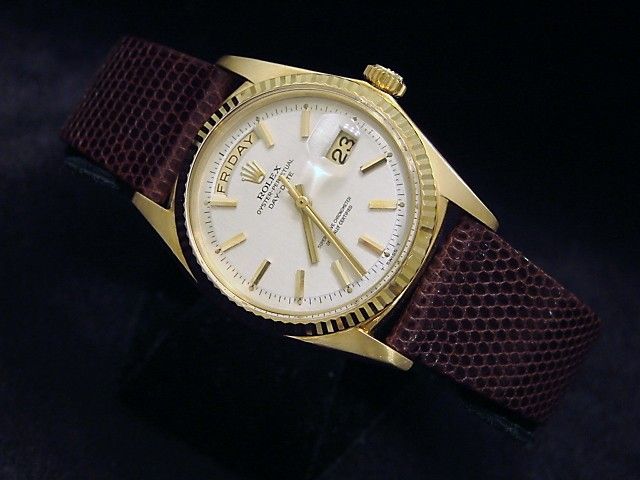 Mens 18k Gold Rolex Day Date President Watch W/Leather  