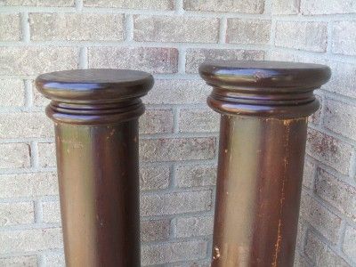 ARCHITECTURAL 2 PILLARS Antique Wood COLUMNS PEDESTALS  