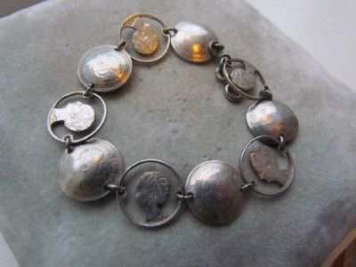 Antique Dutch Koningen Silver Coin Bracelet Holland 1928 1944  