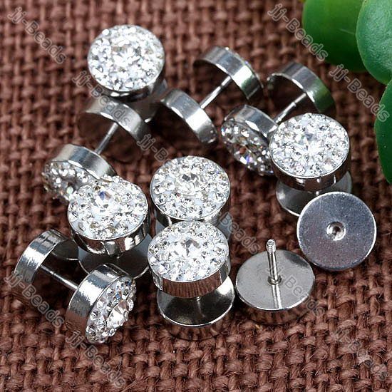 10P Clear Cz Rhinestone Stainless Steel Stud Piercing  