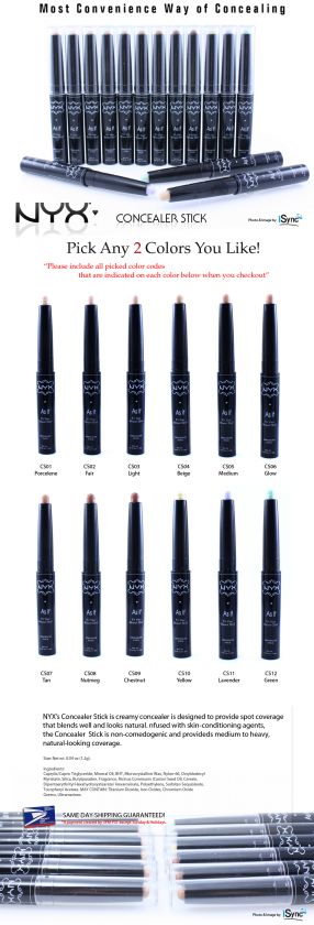 NYX CONCEALER STICK ANY 2 COLORS Pick Your Colors  