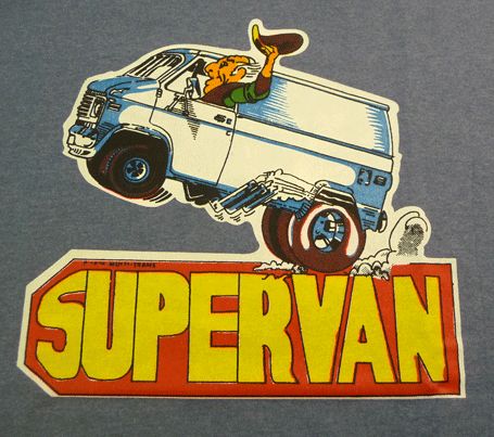 ORG VINTAGE T SHIRT TRANSFER IRON ON   SUPER VAN CAR  