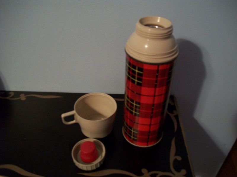 Plaid Vintage King Seely Thermos Glass Metal 1973  