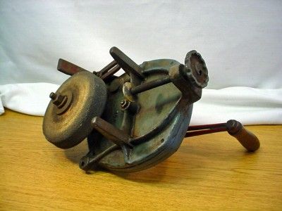 ANTIQUE PRAIRIE TOOL CO HAND CRANK BENCH GRINDER  