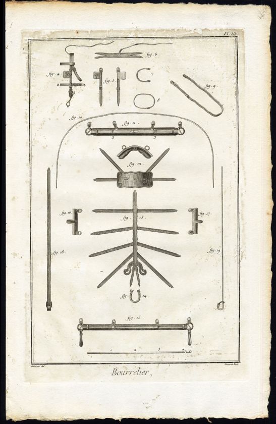   Prints SADDLER HARNESS MAKER HORSE MULE TOOLS Diderot Defehrt 1751